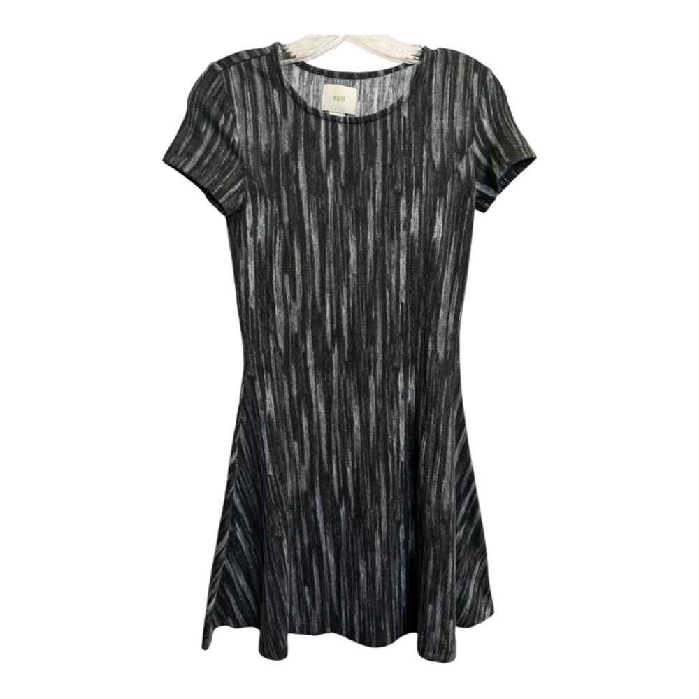 Anthropologie Maeve Dress X-Small Gray Black A-Line Short Sleeve Stretch Knit